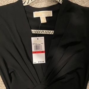 Black Michael Kors Faux-Wrap Hi-Low Maxi Dress, XS